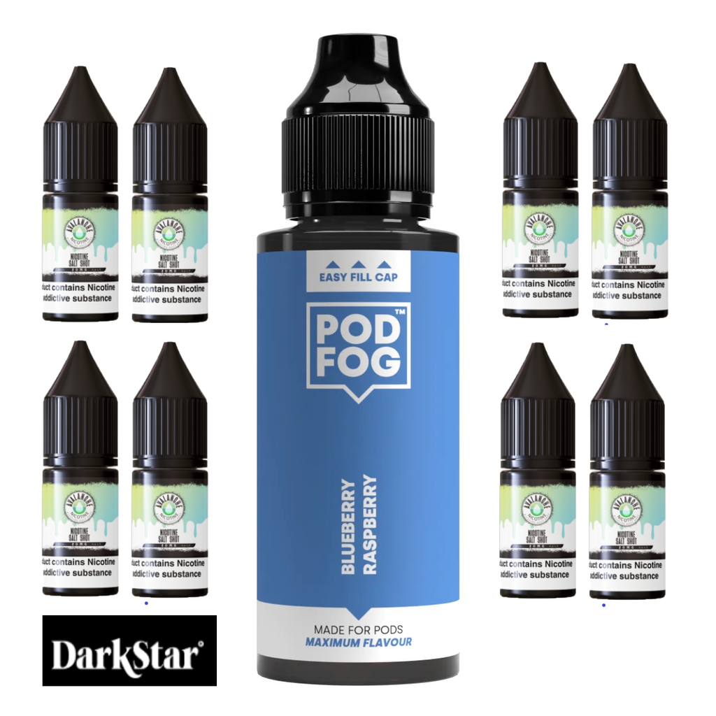 Pod Fog Longfill + 8 Salt Shots, 120ml (£8)