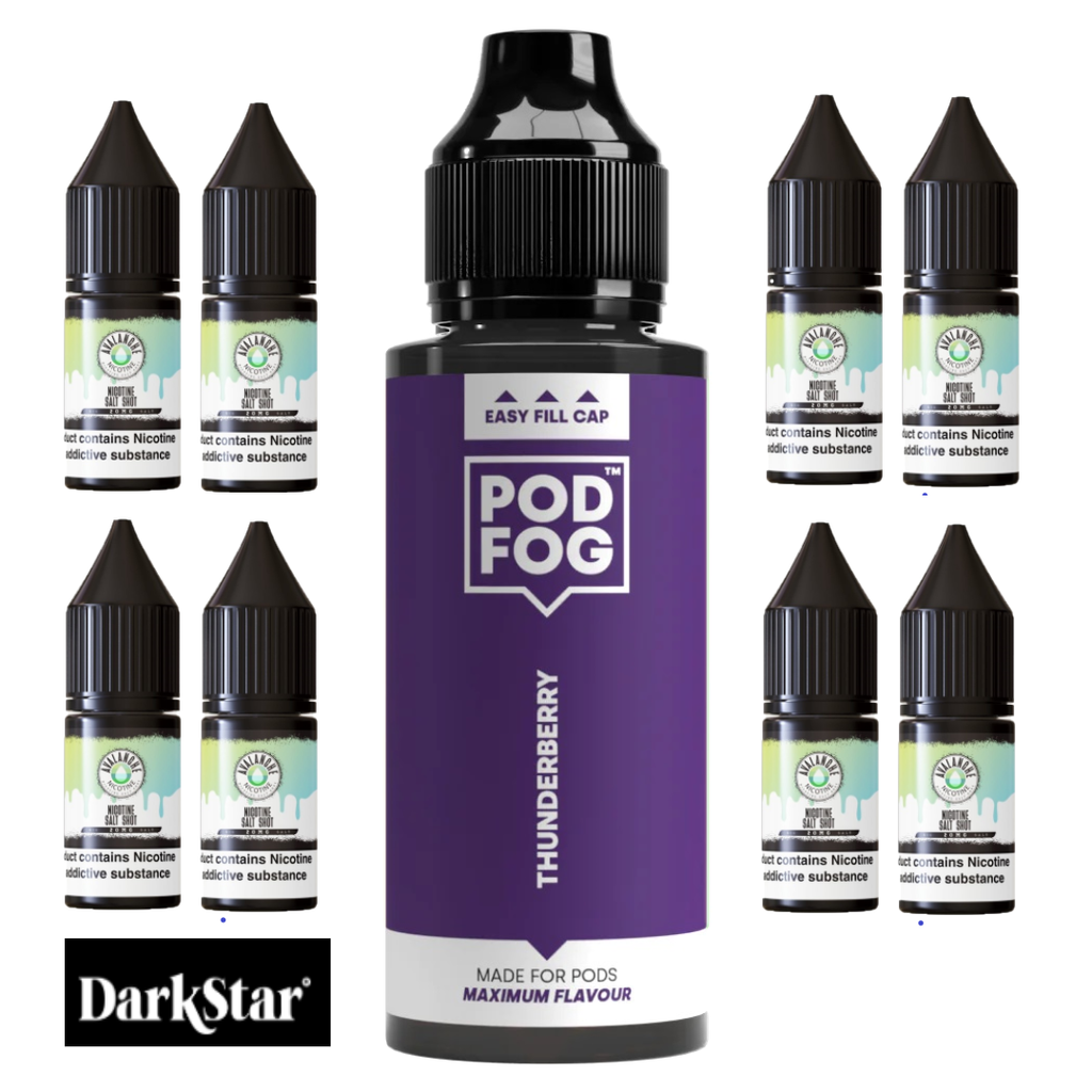 Pod Fog Longfill + 8 Salt Shots, 120ml (£8)