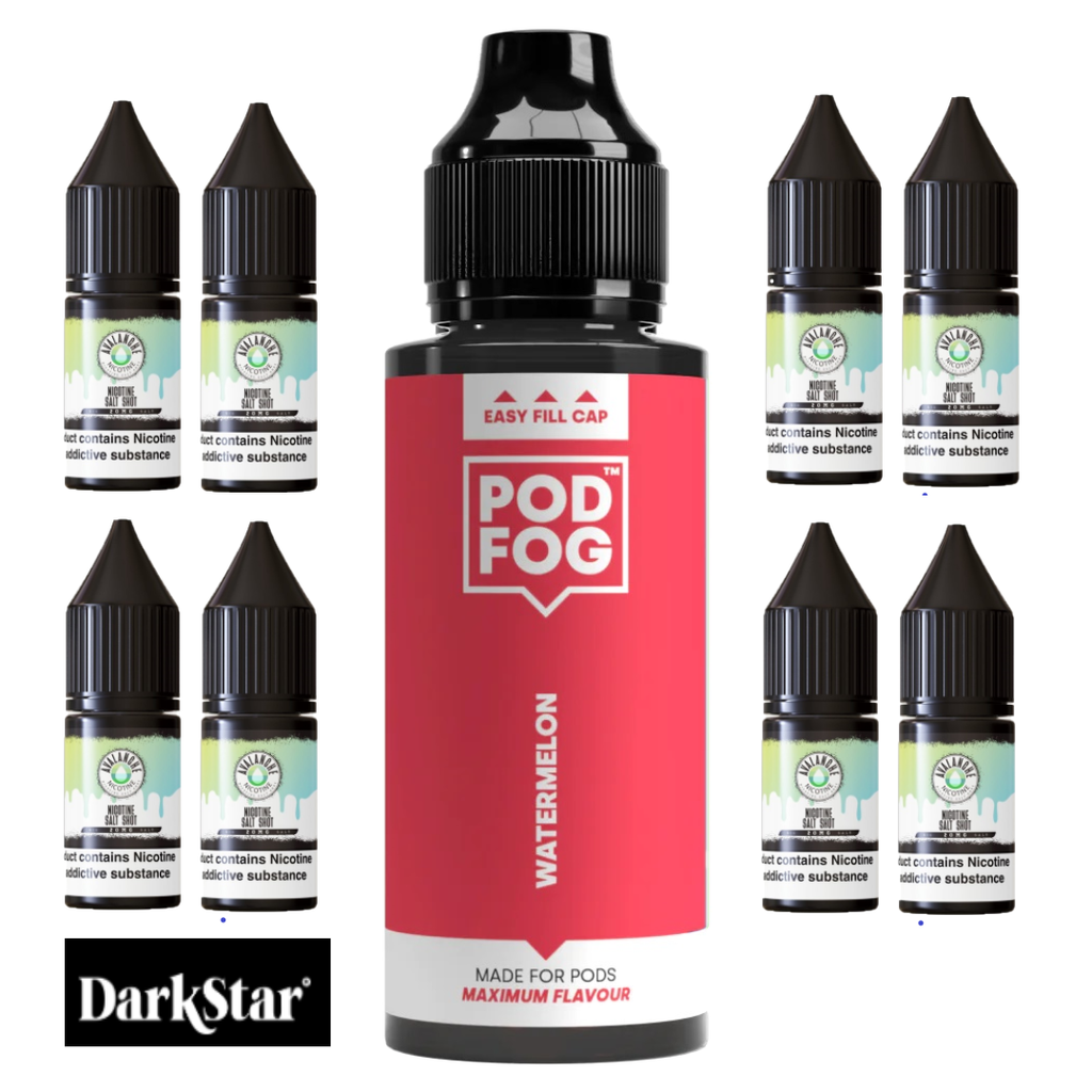 Pod Fog Longfill + 8 Salt Shots, 120ml (£8)