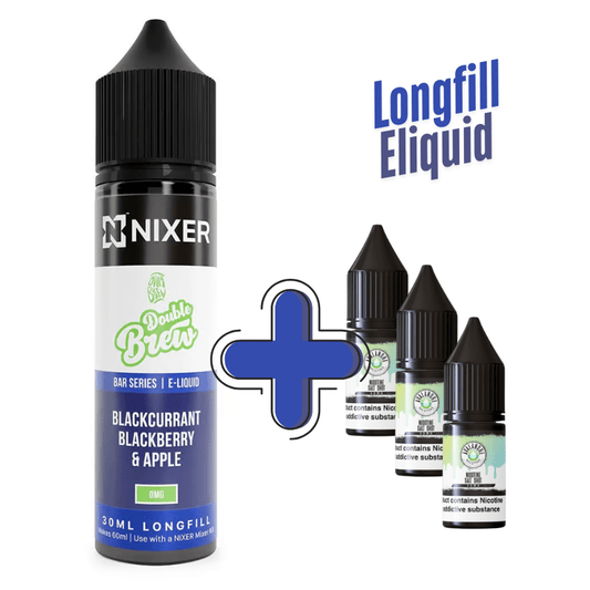 Double Brew Longfill + 3 Nic Salts | £8 - Avalanche Vapes Blackcurrant Blackberry Apple/ 9mg (Inc 3 Salt Shots)