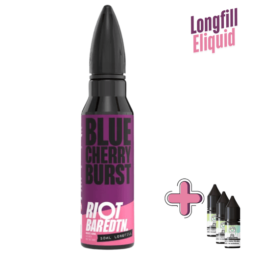 Riot Squad BAR EDTN Longfill + 3 Nic Salts | £7 - Avalanche Vapes Blue Cherry Burst/ 9mg (inc 3 Salt shots)
