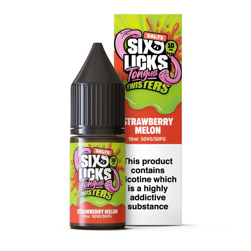 Six Licks Tongue Twister Nic Salt | £1 - Avalanche Vapes Strawberry Melon10mg