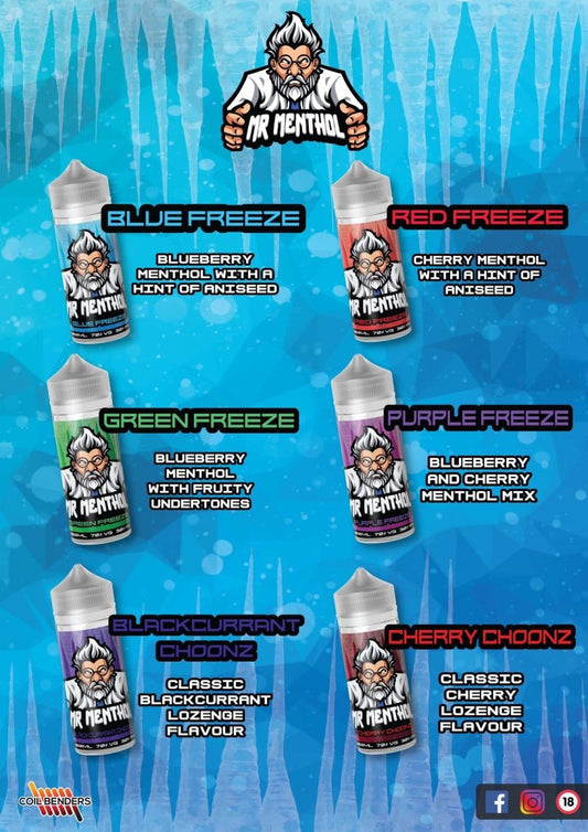 Mr Menthol 70/30 | 100ml + 2 Nics | £10 - Avalanche Vapes Red Freeze