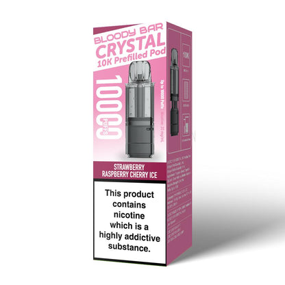 Bloody Bar Crystal 10K Prefilled Pods | £4 - Avalanche Vapes Strawberry Raspberry Cherry IcePODS