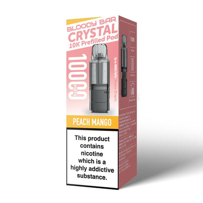 Bloody Bar Crystal 10K Prefilled Pods | £4 - Avalanche Vapes Peach MangoPODS