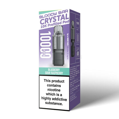 Bloody Bar Crystal 10K Prefilled Pods | £4 - Avalanche Vapes Blueberry Sour RaspberryPODS