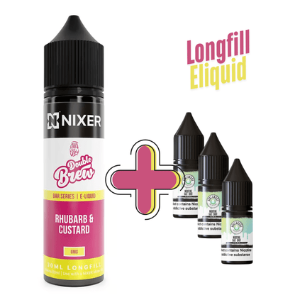 Double Brew Longfill + 3 Nic Salts | £8 - Avalanche Vapes Rhubarb Custard/ 9mg (Inc 3 Salt Shots)