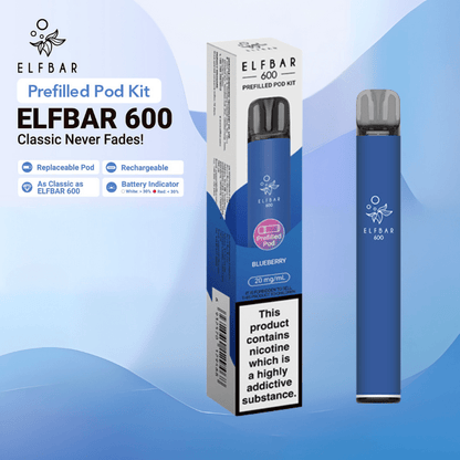 ElfBar 600 Prefilled Kit | £3.50 - Avalanche Vapes BlueberryKIT