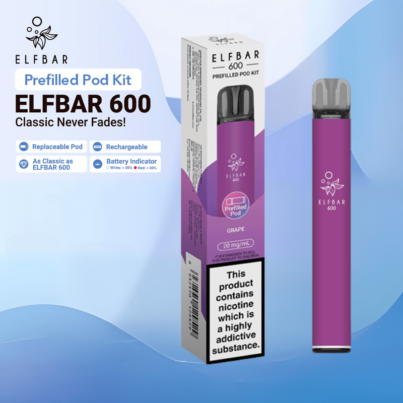 ElfBar 600 Prefilled Kit | £3.50 - Avalanche Vapes GrapeKIT