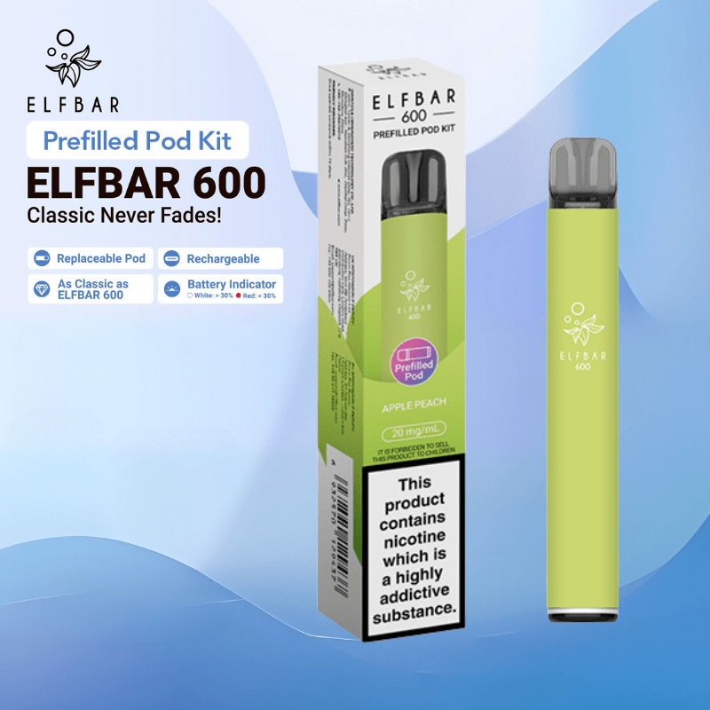 ElfBar 600 Prefilled Kit | £3.50 - Avalanche Vapes Apple PeachKIT