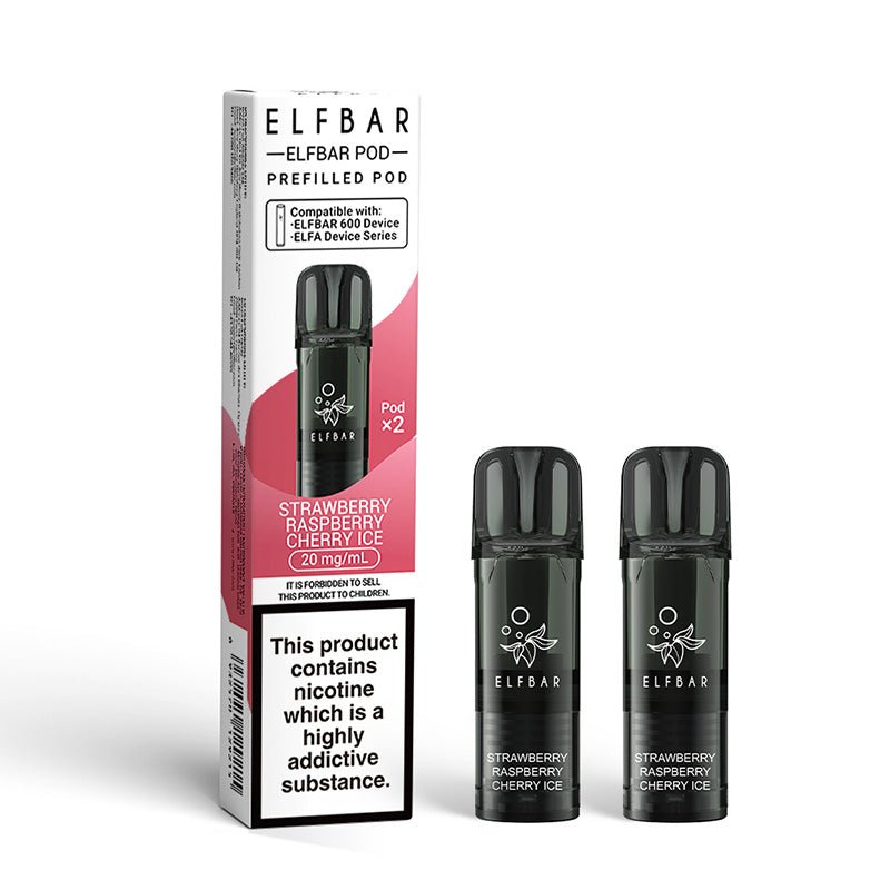 ElfBar 600 Prefilled Pods | 10 for £32 | £4 - Avalanche Vapes Strawberry Raspberry cherry IceSINGLE