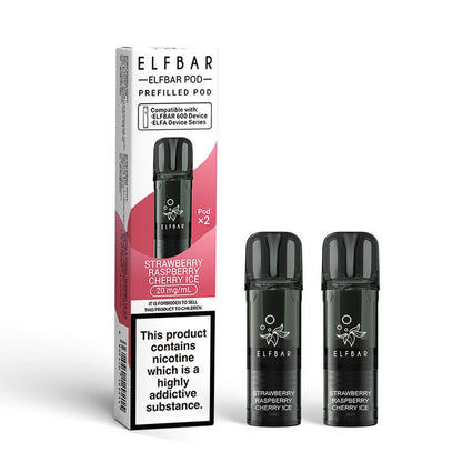 ElfBar 600 Prefilled Pods | 10 for £32 | £4 - Avalanche Vapes Strawberry Raspberry cherry IceSINGLE