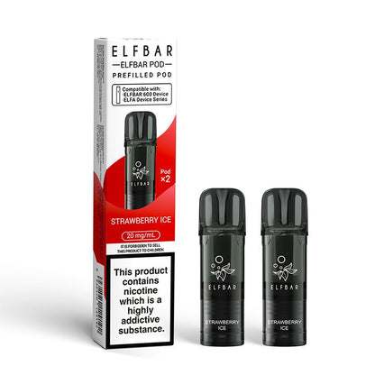 ElfBar 600 Prefilled Pods | 10 for £32 | £4 - Avalanche Vapes Strawberry IceSINGLE