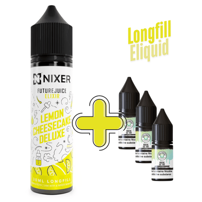 Future Juice Elixir Longfill + 3 Nic Salts | £8 - Avalanche Vapes Lemon Cheesecake Deluxe/ 9mg (Inc 3 Salt Shots)