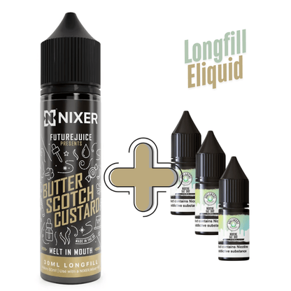Future Juice Elixir Longfill + 3 Nic Salts | £8 - Avalanche Vapes Butterscotch Custard/ 9mg (Inc 3 Salt Shots)