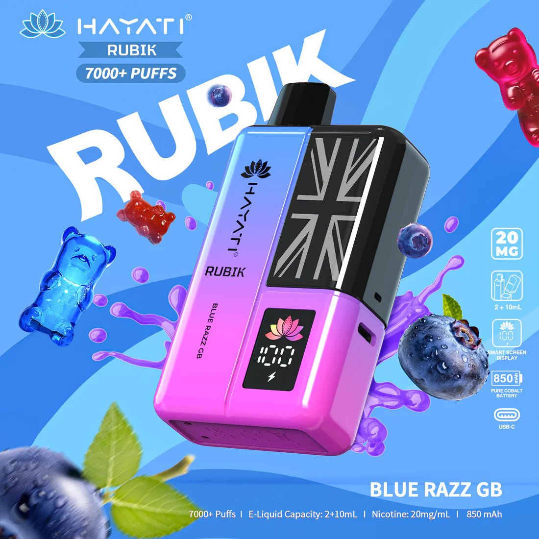 Hayati Rubik 7K Prefilled Kit | £4 - Avalanche Vapes Blue Razz GBKIT