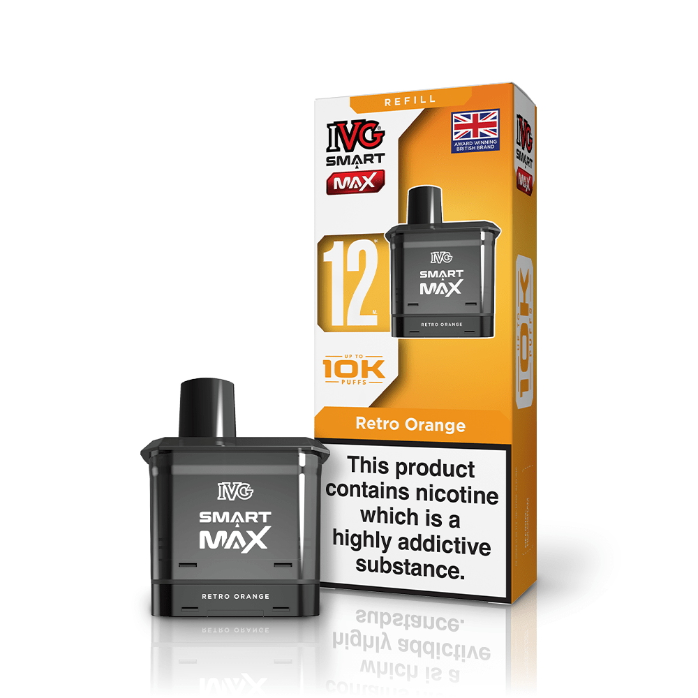 IVG Smart Max 10K Prefilled Pods 20mg | £5 - Avalanche Vapes Retro OrangePOD 20mg