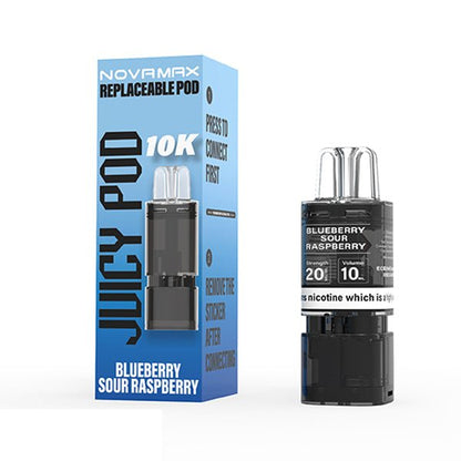 Juicy Pod NovaMax 10K Prefilled Pods | £5 - Avalanche Vapes Blueberry Sour RaspberryPODS
