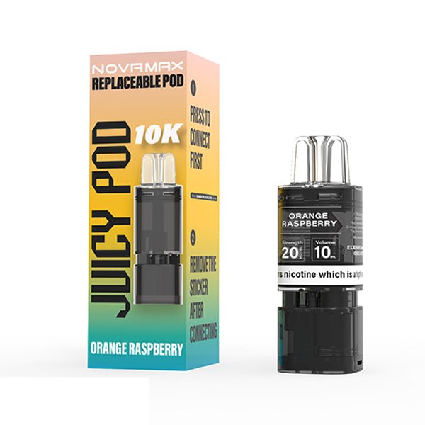 Juicy Pod NovaMax 10K Prefilled Pods | £5 - Avalanche Vapes Orange RaspberryPODS