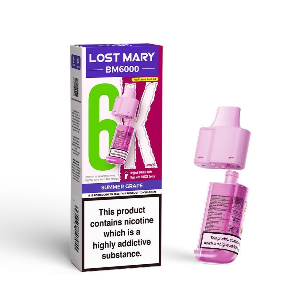Lost Mary BM6000 Prefilled Pods | £5 - Avalanche Vapes Summer GrapePODS