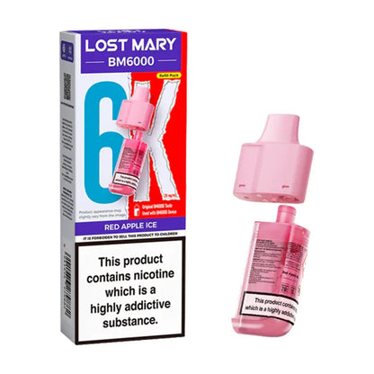 Lost Mary BM6000 Prefilled Pods | £5 - Avalanche Vapes Red Apple IcePODS