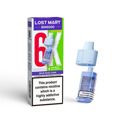 Lost Mary BM6000 Prefilled Pods | £5 - Avalanche Vapes Blue Razz GamiPODS