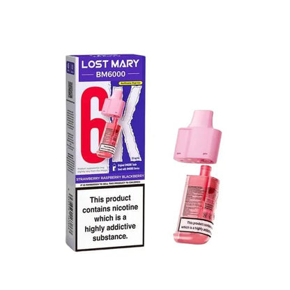 Lost Mary BM6000 Prefilled Pods | £5 - Avalanche Vapes Strawberry Raspberry BlackberryPODS