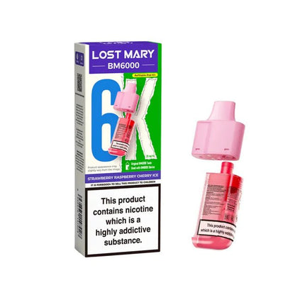 Lost Mary BM6000 Prefilled Pods | £5 - Avalanche Vapes Strawberry Raspberry Cherry IcePODS