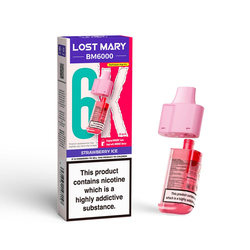 Lost Mary BM6000 Prefilled Pods | £5 - Avalanche Vapes Strawberry IcePODS