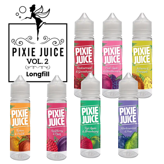 Pixie Juice Vol 1 & 2 Longfill + 3 Nic Salts | £4 - Avalanche Vapes Apple Peach/ 12mg (+4 Saltshots)