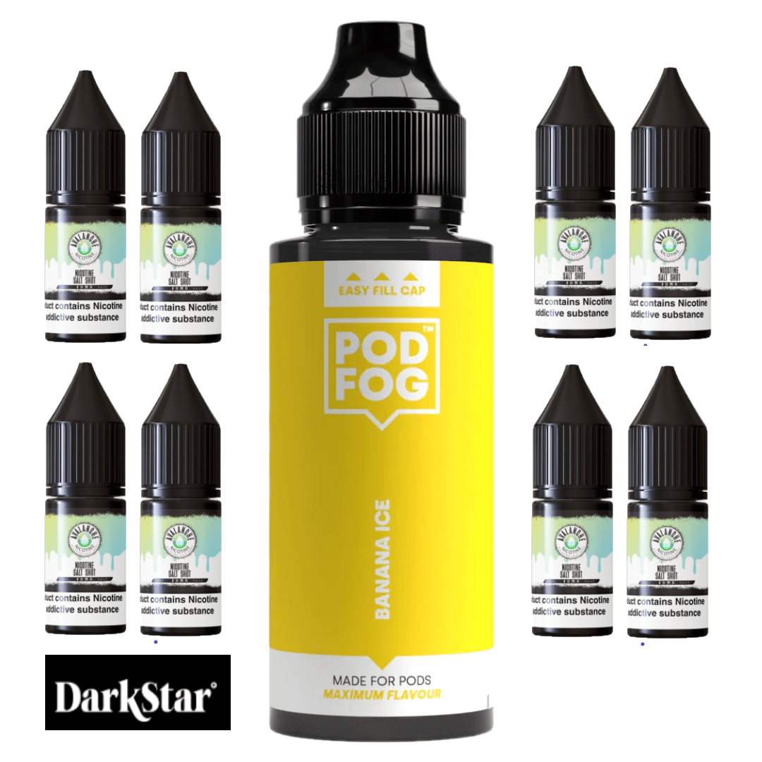 Pod Fog Longfill + 8 Nic Salts | £5 - Avalanche Vapes Banana Ice/ 14mg Inc 8 Salt Shots