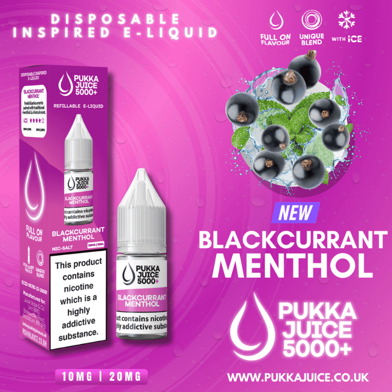 10mg menthol disposable vape Pukka Juice 5000+ Nic Salt | 10mg/20mg