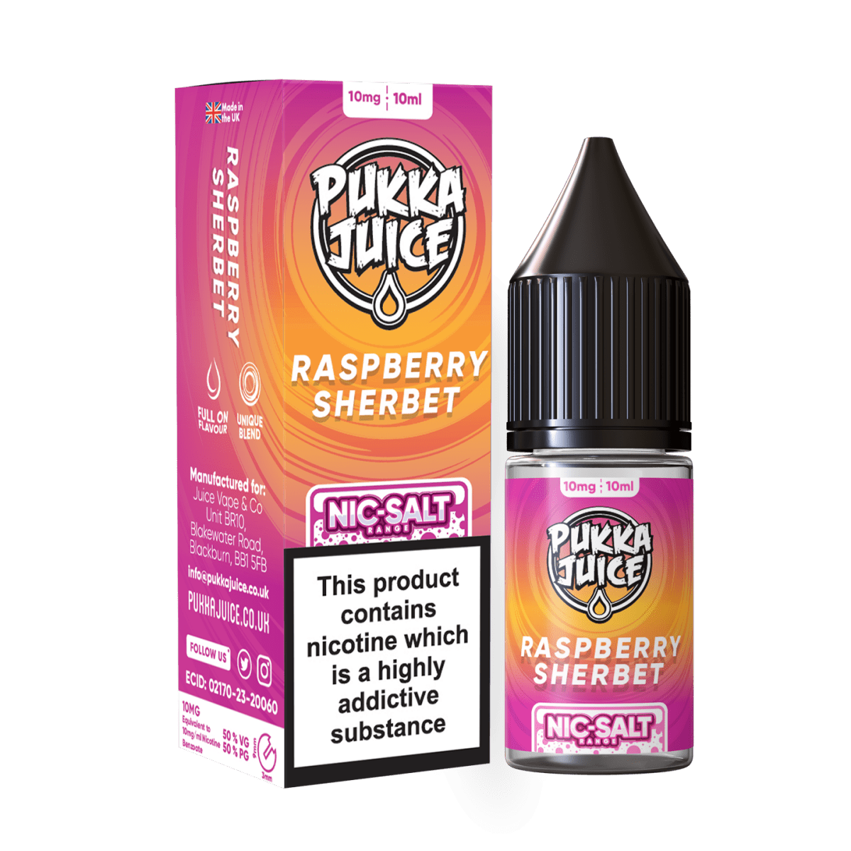 Pukka Juice Nic Salt | £1 - Avalanche Vapes Raspberry Sherbert10mg