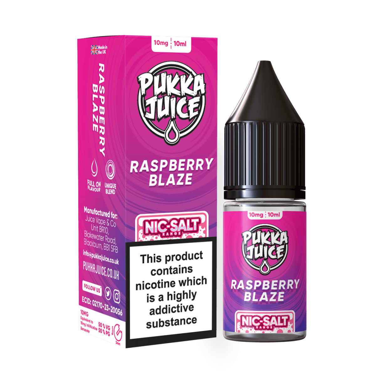 Pukka Juice Nic Salt | £1 - Avalanche Vapes Raspberry Blaze10mg