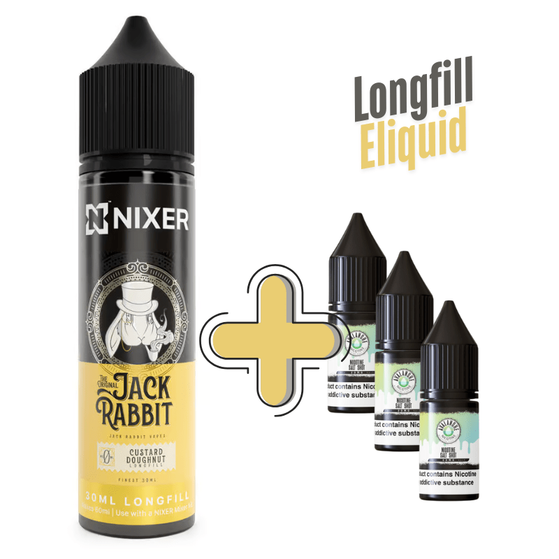 Rabbit Series Longfill + 3 Nic Salts | £8 - Avalanche Vapes Jack Rabbit - Custard Doughnut/ 9mg (Inc 3 Salt Shots)