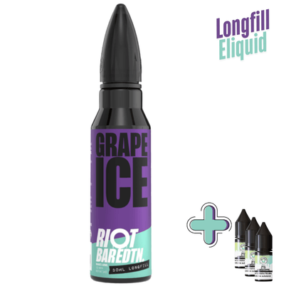 Riot Squad BAR EDTN Longfill + 3 Nic Salts | £7 - Avalanche Vapes Grape Ice/ 9mg (inc 3 Salt shots)