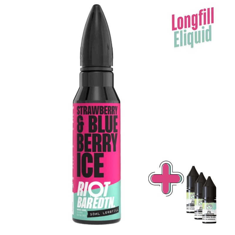 Riot Squad BAR EDTN Longfill + 3 Nic Salts | £7 - Avalanche Vapes Strawberry Blueberry Ice/ 9mg (inc 3 Salt shots)