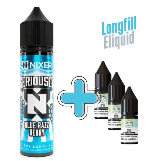 Seriously Longfill + 3 Nic Salts | £8 - Avalanche Vapes Blue Razz Berry/ 9mg Inc 3 Salt Shots