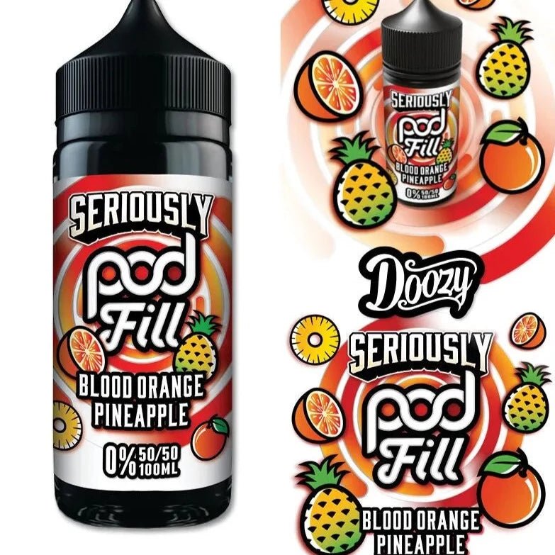 Seriously Pod Fill 50/50 Shortfill | 100ml + 2 Nics | £7 - Avalanche Vapes Blood Orange Pineapple