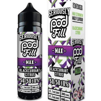 Seriously Pod Fill Max 50/50 40ml + 1 Nic From £4 - Avalanche Vapes Blackcurrant Citrus