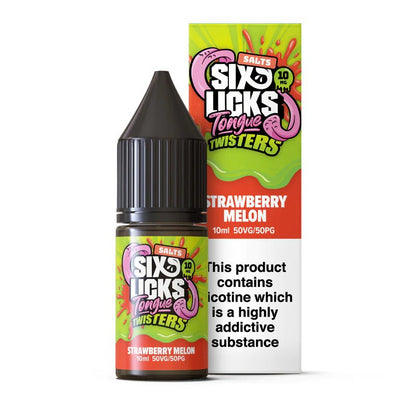 Six Licks Tongue Twister Nic Salt | £1 - Avalanche Vapes Strawberry Melon10mg