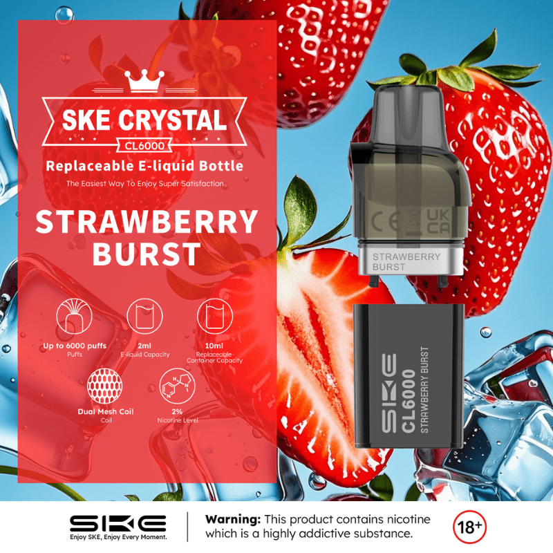 SKE Crystal CL6000 Prefilled Pods | £5 - Avalanche Vapes Blueberry Sour RaspberryPODS