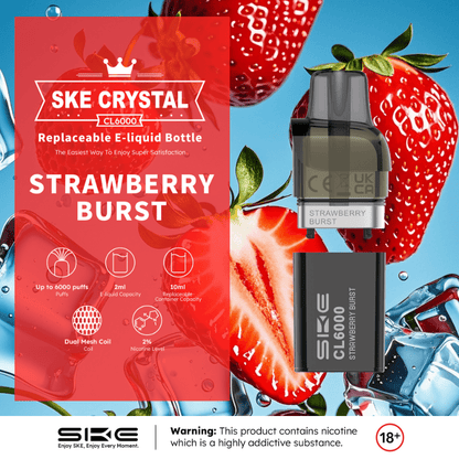 SKE Crystal CL6000 Prefilled Pods | £5 - Avalanche Vapes Blueberry Sour RaspberryPODS
