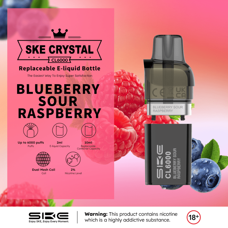 SKE Crystal CL6000 Prefilled Pods | £5 - Avalanche Vapes Fizzy CherryPODS