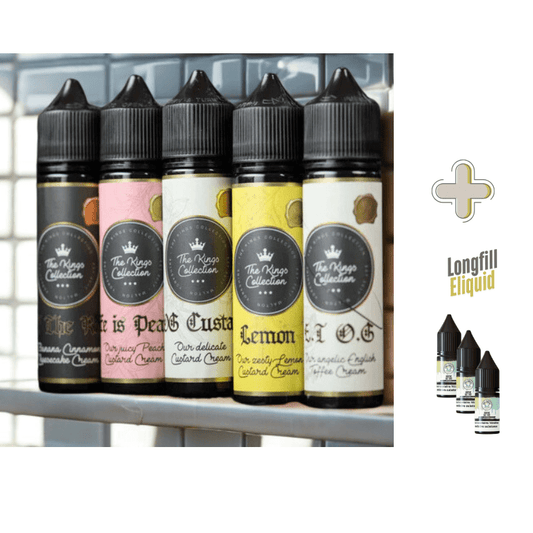 The Kings Collection Longfill + 3 Nic Salts | £8 - Avalanche Vapes E.T OG + 3 Saltshots
