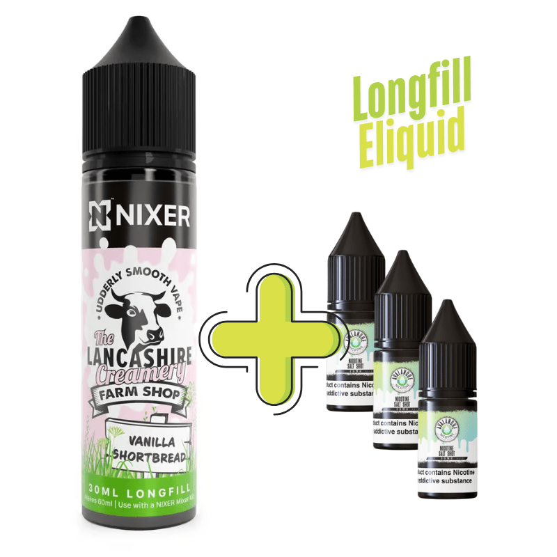 The Lancashire Creamery Longfill + 3 Nic Salts | £8 - Avalanche Vapes Vanilla Shortbread/ 9mg (Inc 3 Salt Shots)