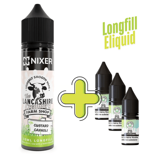 The Lancashire Creamery Longfill + 3 Nic Salts | £8 - Avalanche Vapes Custard Cannoli/ 9mg (Inc 3 Salt Shots)