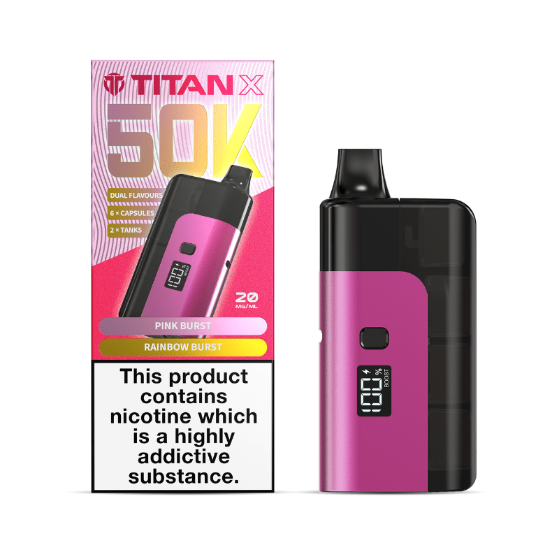 Titan X 50K Prefilled Kit | £10 - Avalanche Vapes Dual Pink Burst - Rainbow BurstKIT