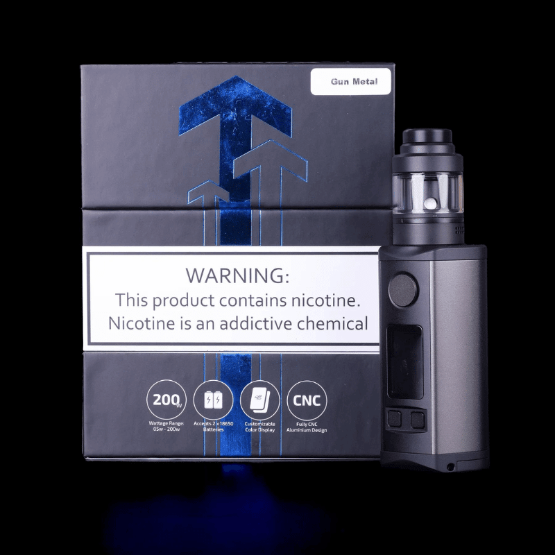Vaperz Cloud Ascent 200W Kit | £42 - Avalanche Vapes Gunmetal+ Shift Bubbleglass